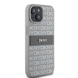 DKNY læder Mono Stripe & Metal Logo case til iPhone 15 Plus / 14 Plus - beige