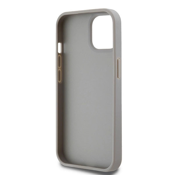 DKNY læder Mono Stripe & Metal Logo case til iPhone 15 Plus / 14 Plus - beige