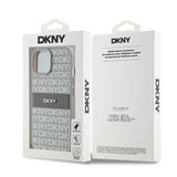 DKNY læder Mono Stripe & Metal Logo case til iPhone 15 Plus / 14 Plus - beige