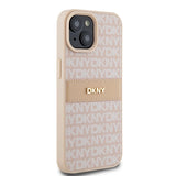 DKNY læder Mono Stripe & Metal Logo Case til iPhone 15 Plus / 14 Plus - Pink