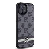 DKNY læder med krydsede mono mønstre og trykte striber Case til iPhone 15/14/13 - sort