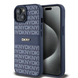 DKNY læder Mono Stripe & Metal Logo sag til iPhone 15 / 14 / 13 - blå