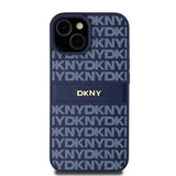 DKNY læder Mono Stripe & Metal Logo sag til iPhone 15 / 14 / 13 - blå