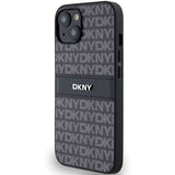 DKNY læder Mono Stripe & Metal Logo Case til iPhone 15/14/13 - sort