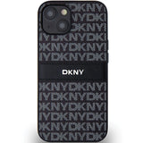 DKNY læder Mono Stripe & Metal Logo Case til iPhone 15/14/13 - sort