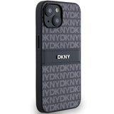 DKNY læder Mono Stripe & Metal Logo Case til iPhone 15/14/13 - sort