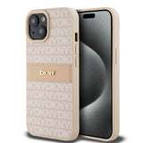 DKNY læder Mono Stripe & Metal Logo case til iPhone 15 / 14 / 13 - pink