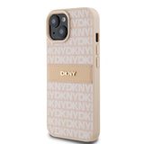 DKNY læder Mono Stripe & Metal Logo case til iPhone 15 / 14 / 13 - pink