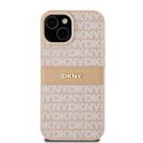 DKNY læder Mono Stripe & Metal Logo case til iPhone 15 / 14 / 13 - pink