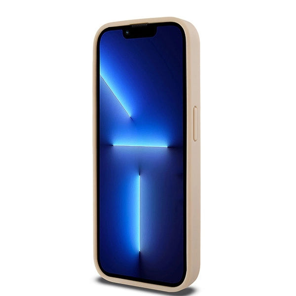 DKNY læder med krydsede mono mønstre og trykte striber til iPhone 15 Pro Max - pink