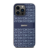 DKNY læder Mono Stripe & Metal Logo case til iPhone 15 Pro Max - blå