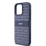 DKNY læder Mono Stripe & Metal Logo case til iPhone 15 Pro Max - blå