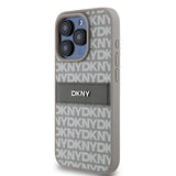 DKNY læder Mono Stripe & Metal Logo case til iPhone 15 Pro Max - beige