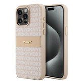 DKNY læder Mono Stripe & Metal Logo case til iPhone 15 Pro Max - pink
