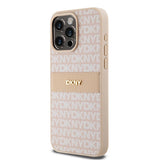DKNY læder Mono Stripe & Metal Logo case til iPhone 15 Pro Max - pink