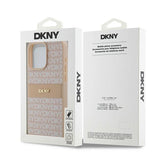 DKNY læder Mono Stripe & Metal Logo case til iPhone 15 Pro Max - pink