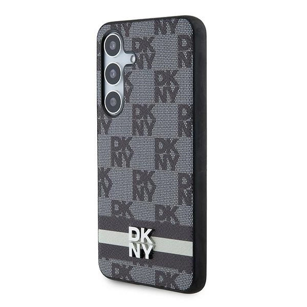 DKNY læder med krydsede mono mønstre og trykte striber Case til Samsung Galaxy S24 - sort