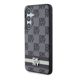 DKNY læder med krydsede mono mønstre og trykte striber Case til Samsung Galaxy S24 - sort