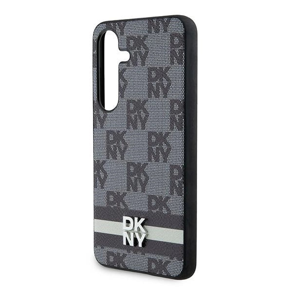 DKNY læder med krydsede mono mønstre og trykte striber Case til Samsung Galaxy S24 - sort