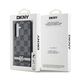DKNY læder med krydsede mono mønstre og trykte striber Case til Samsung Galaxy S24 - sort