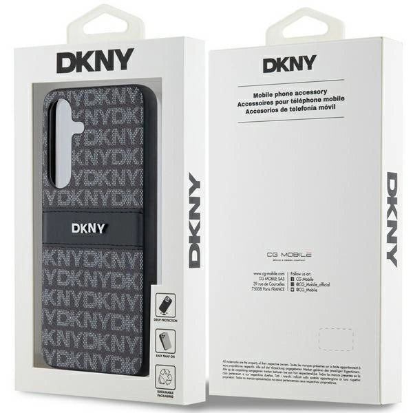 DKNY læder Mono Stripe & Metal Logo case til Samsung Galaxy S24 - sort