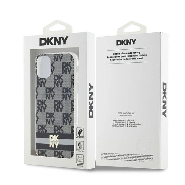 DKNY IML Ræk Mono mønster & trykte striber MagSafe Case til iPhone 11 / Xr - sort