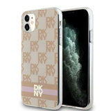 DKNY IML Checkered Mono Pattern & Printed Stripes MagSafe-kasse til iPhone 11 / Xr - pink