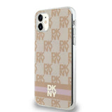 DKNY IML Checkered Mono Pattern & Printed Stripes MagSafe-kasse til iPhone 11 / Xr - pink