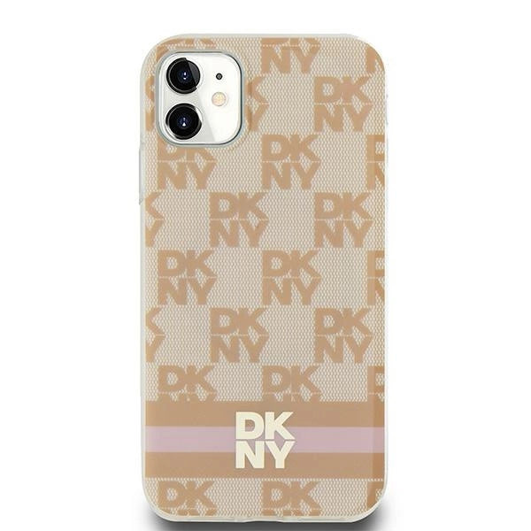 DKNY IML Checkered Mono Pattern & Printed Stripes MagSafe-kasse til iPhone 11 / Xr - pink