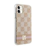 DKNY IML Checkered Mono Pattern & Printed Stripes MagSafe-kasse til iPhone 11 / Xr - pink