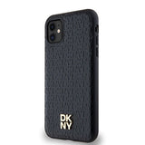 DKNY læder monogram mønster metal logo MagSafe Case til iPhone 11 / Xr - sort
