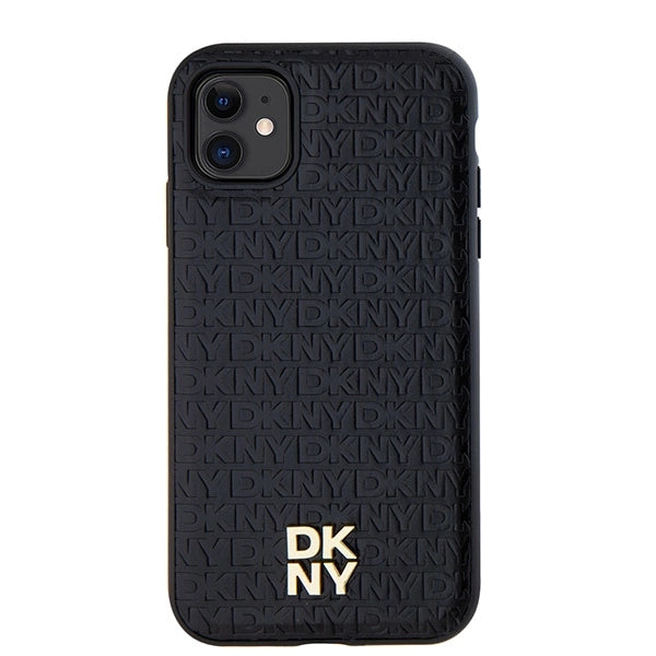 DKNY læder monogram mønster metal logo MagSafe Case til iPhone 11 / Xr - sort