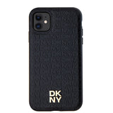 DKNY læder monogram mønster metal logo MagSafe Case til iPhone 11 / Xr - sort