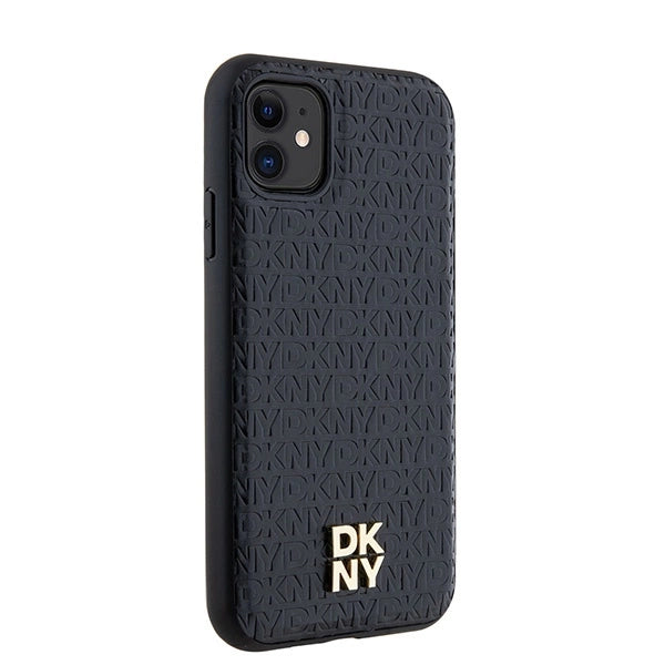 DKNY læder monogram mønster metal logo MagSafe Case til iPhone 11 / Xr - sort