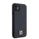 DKNY læder monogram mønster metal logo MagSafe Case til iPhone 11 / Xr - sort