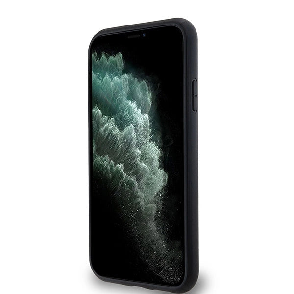 DKNY læder monogram mønster metal logo MagSafe Case til iPhone 11 / Xr - sort