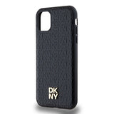 DKNY læder monogram mønster metal logo MagSafe Case til iPhone 11 / Xr - sort