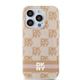 DKNY IML Checkered Mono Pattern & Printed Stripes MagSafe-kasse til iPhone 13 Pro / 13 - pink
