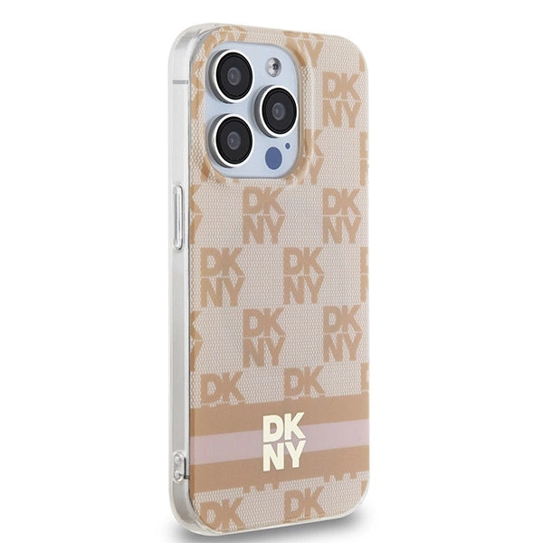 DKNY IML Checkered Mono Pattern & Printed Stripes MagSafe-kasse til iPhone 13 Pro / 13 - pink