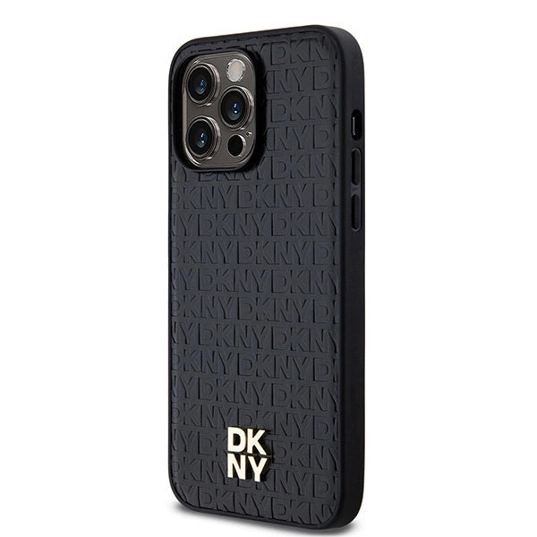 DKNY læder mønster metal logo MagSafe Case til iPhone 13 Pro / 13 - sort