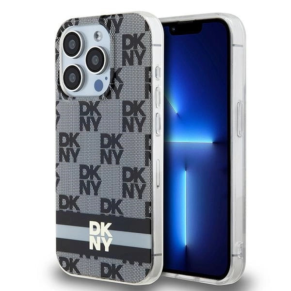 DKNY IML Checkered Mono Pattern & Printed Stripes MagSafe Case til iPhone 13 Pro Max - sort