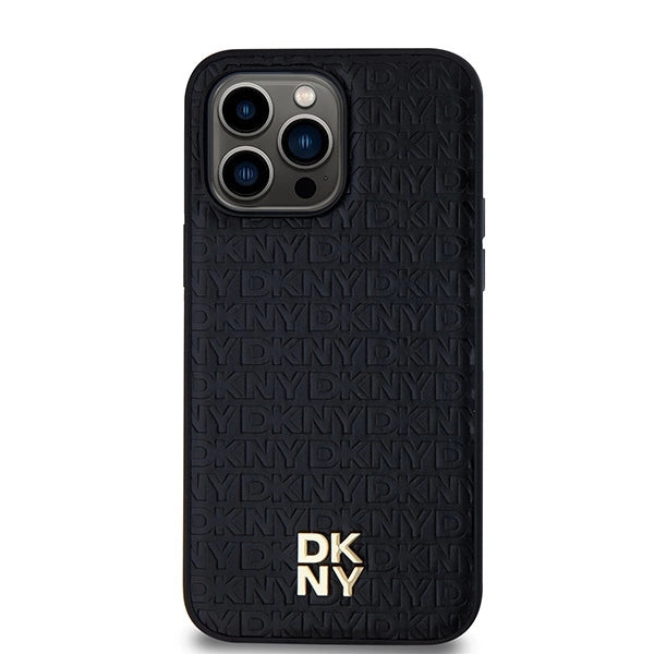 DKNY læder mønster metal logo MagSafe-foder for iPhone 13 Pro Max - sort
