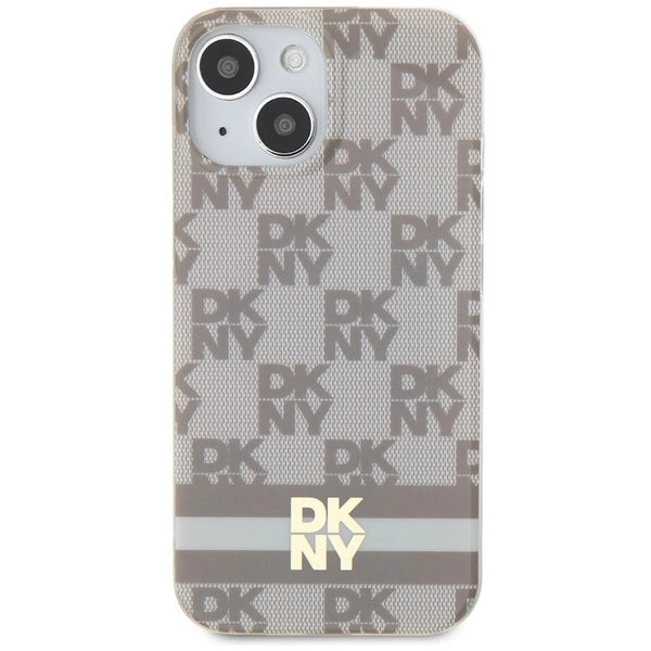 DKNY IML Checkered Mono Pattern & Printed Stripes MagSafe-kasse til iPhone 15 / 14 / 13 - beige
