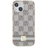 DKNY IML Checkered Mono Pattern & Printed Stripes MagSafe-kasse til iPhone 15 / 14 / 13 - beige