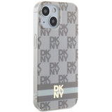 DKNY IML Checkered Mono Pattern & Printed Stripes MagSafe-kasse til iPhone 15 / 14 / 13 - beige