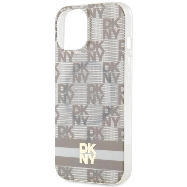 DKNY IML Checkered Mono Pattern & Printed Stripes MagSafe-kasse til iPhone 15 / 14 / 13 - beige