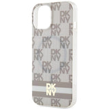 DKNY IML Checkered Mono Pattern & Printed Stripes MagSafe-kasse til iPhone 15 / 14 / 13 - beige