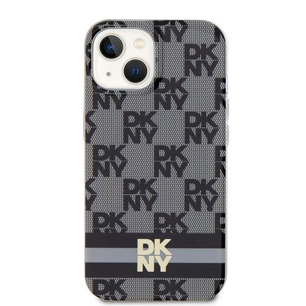 DKNY IML Checkered Mono Pattern & Printed Stripes MagSafe Case til iPhone 15/14/13 - sort