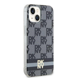 DKNY IML Checkered Mono Pattern & Printed Stripes MagSafe Case til iPhone 15/14/13 - sort