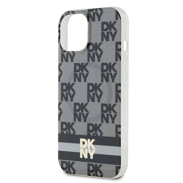 DKNY IML Checkered Mono Pattern & Printed Stripes MagSafe Case til iPhone 15/14/13 - sort
